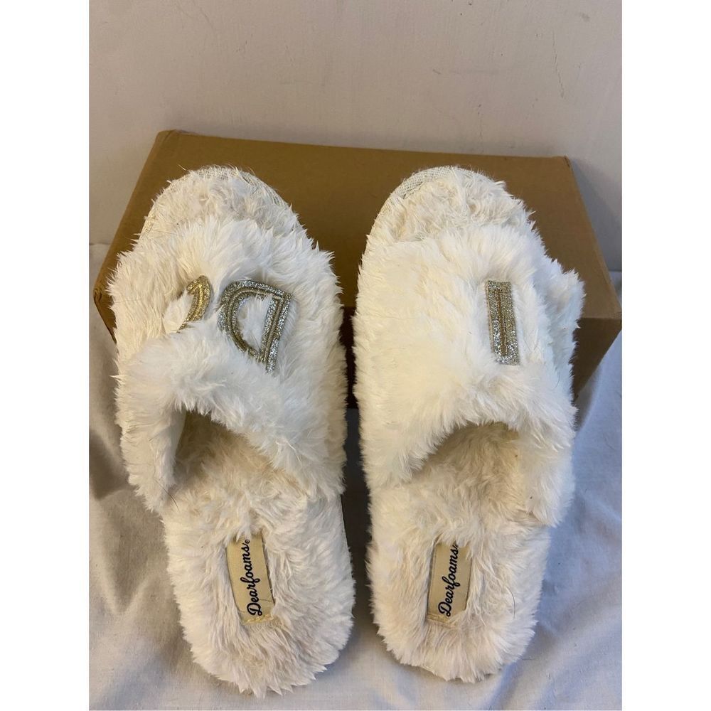 Dearfoam slipper sandals “I Do” white gold silver M size 7-8